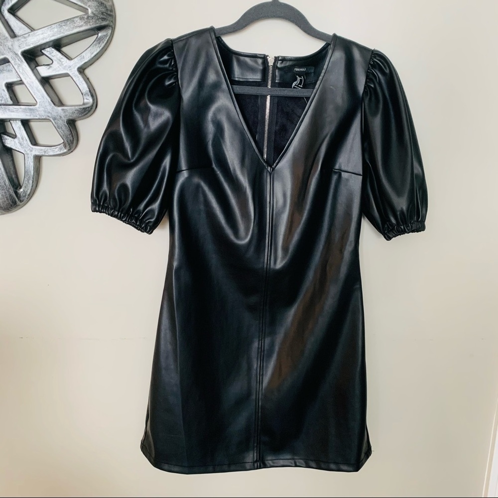 Black vegan leather dress